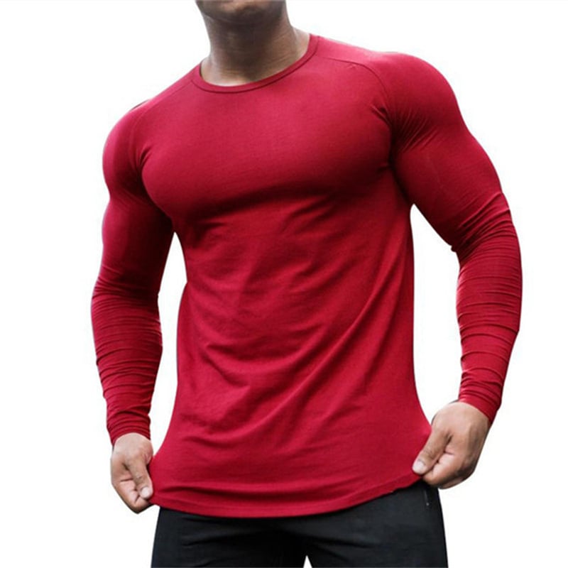 Men's Quick-Dry Long Sleeve Gym T-Shirt for Workouts