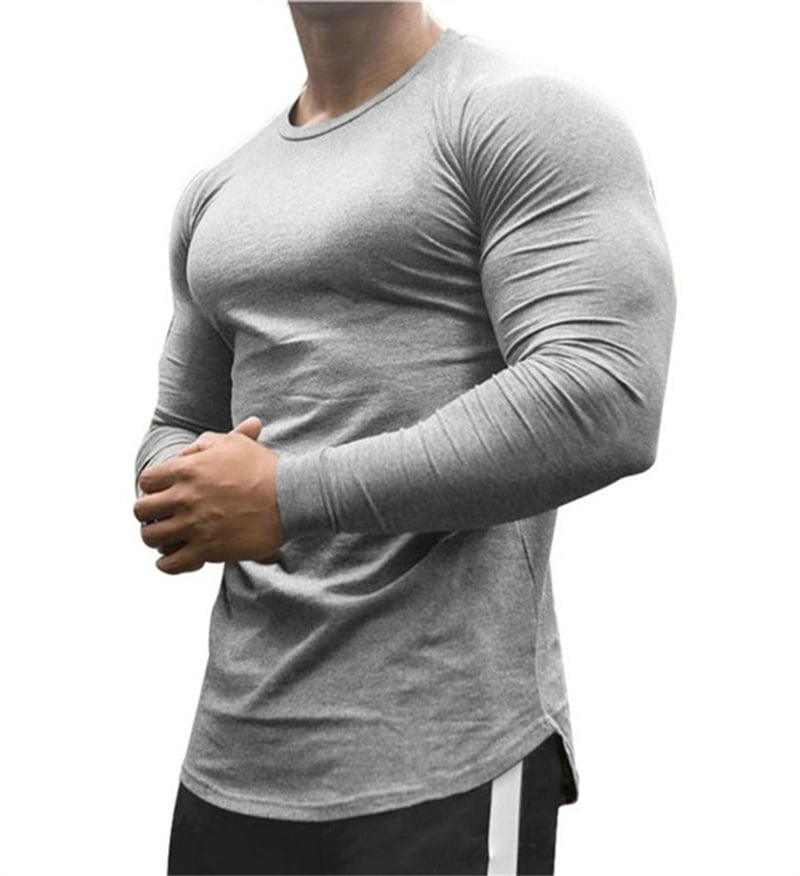 Men's Quick-Dry Long Sleeve Gym T-Shirt for Workouts