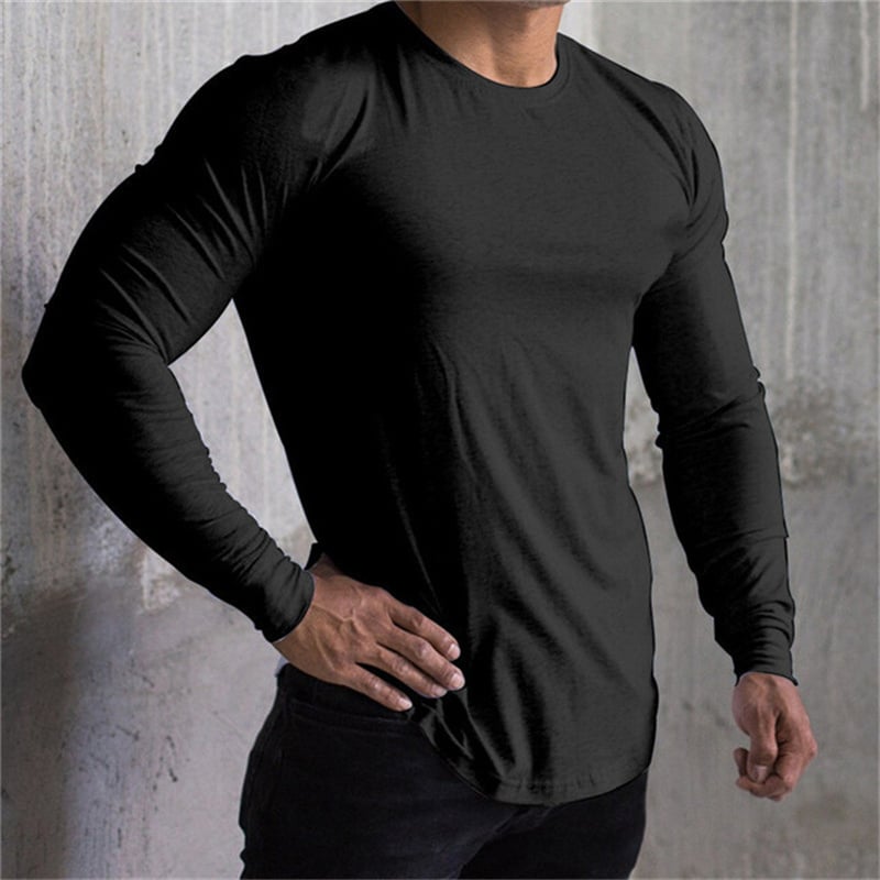 Men's Quick-Dry Long Sleeve Gym T-Shirt for Workouts