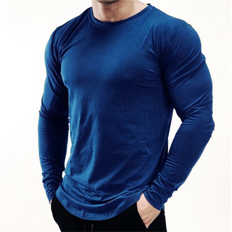 Men's Quick-Dry Long Sleeve Gym T-Shirt for Workouts